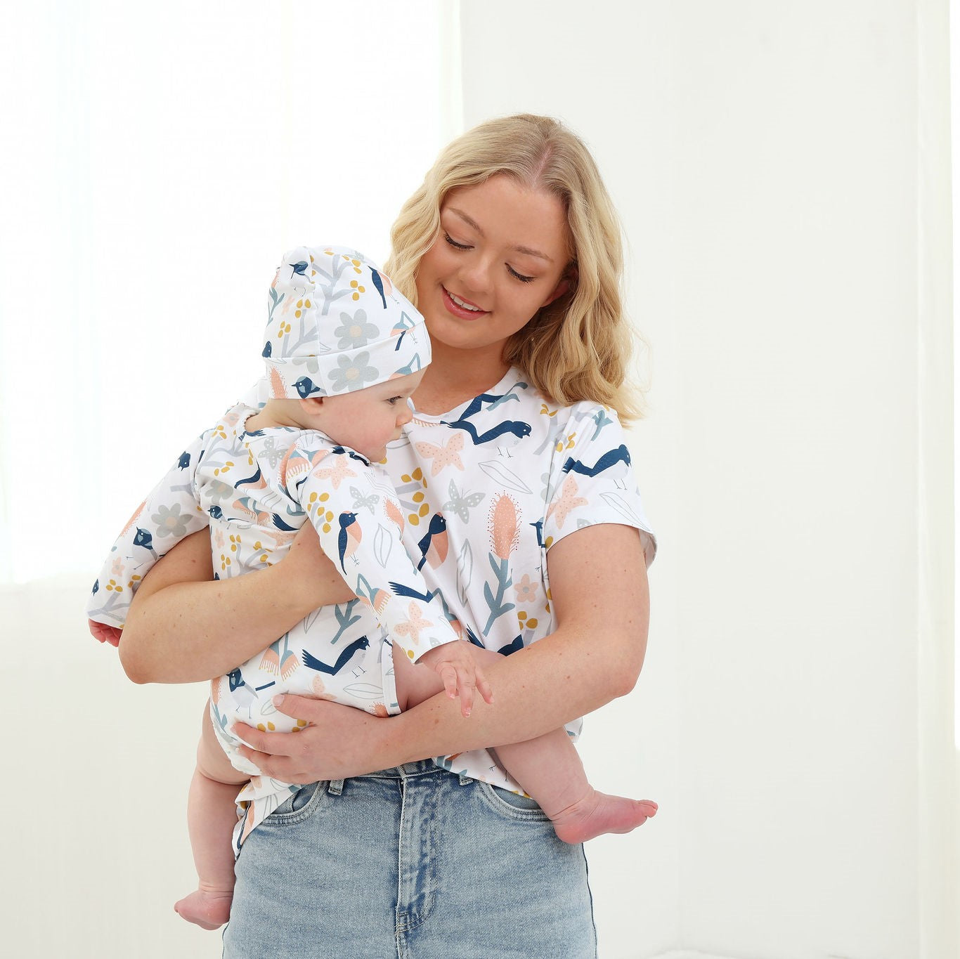 Birdy-Lou-Jane-baby-romper-pants-beanie-mum-tshirt