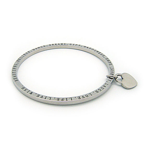 Heart Inspirational Stainless Steel Bangle