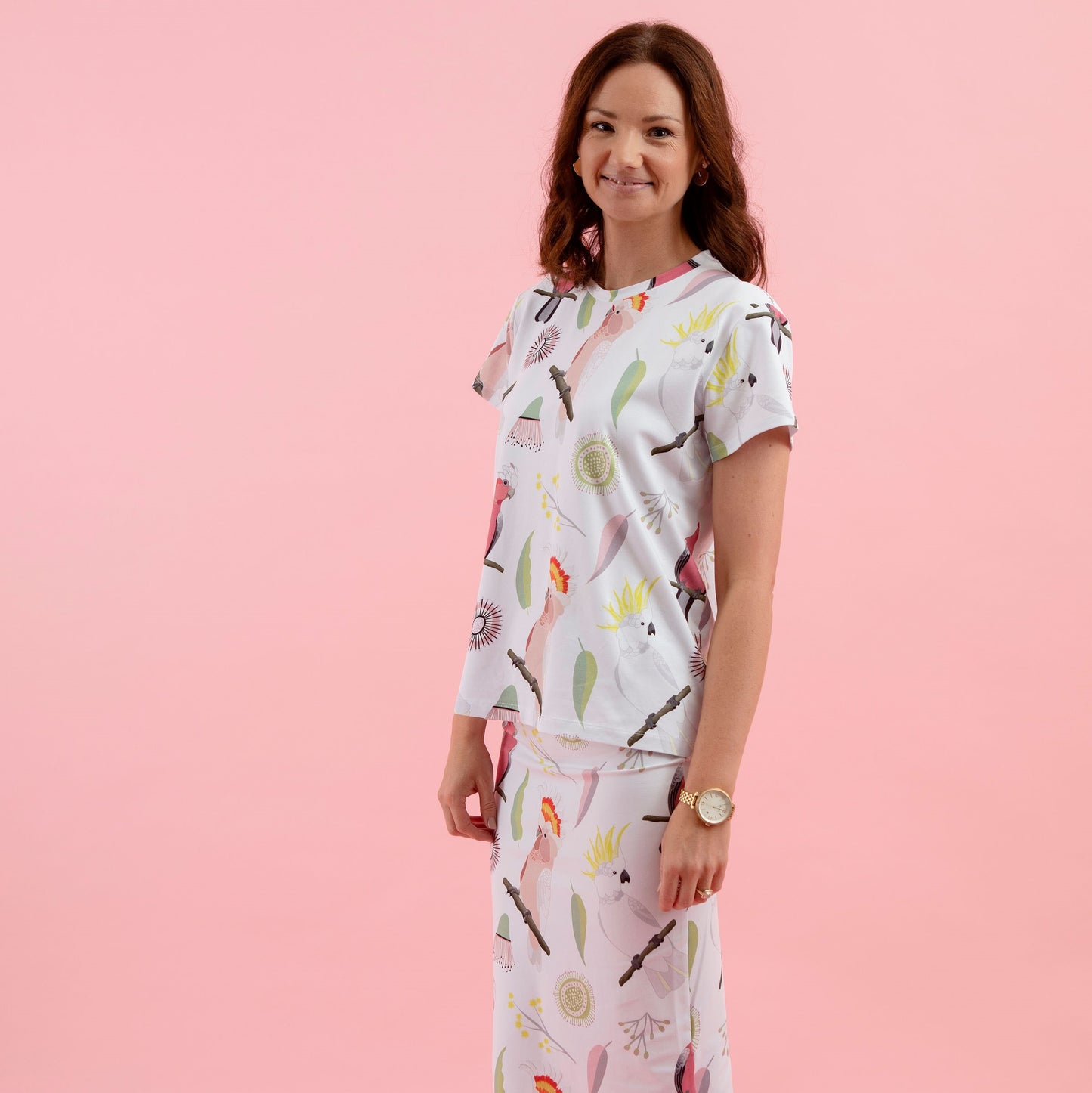 Pebble-and-poppet-cockatoo-orenda-joy-green-tshirt-womens