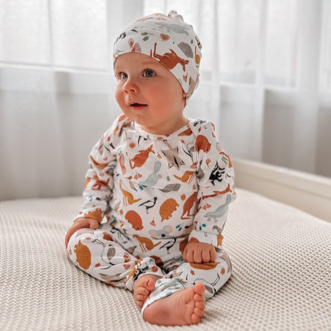 Feathers and fur romper beanie pants