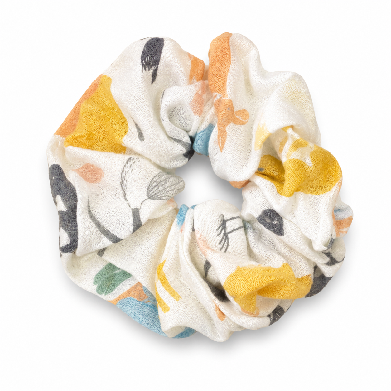 Feathers and Fur Organic Cotton Hair Scrunchie