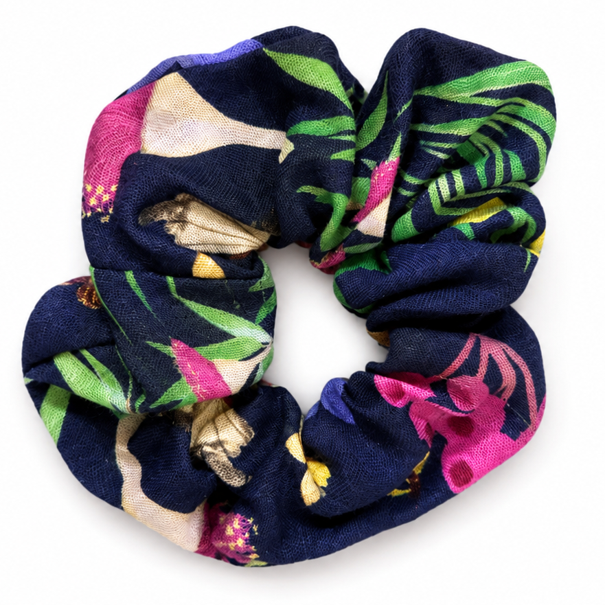 Butterfly Flora Navy Hair Scrunchie