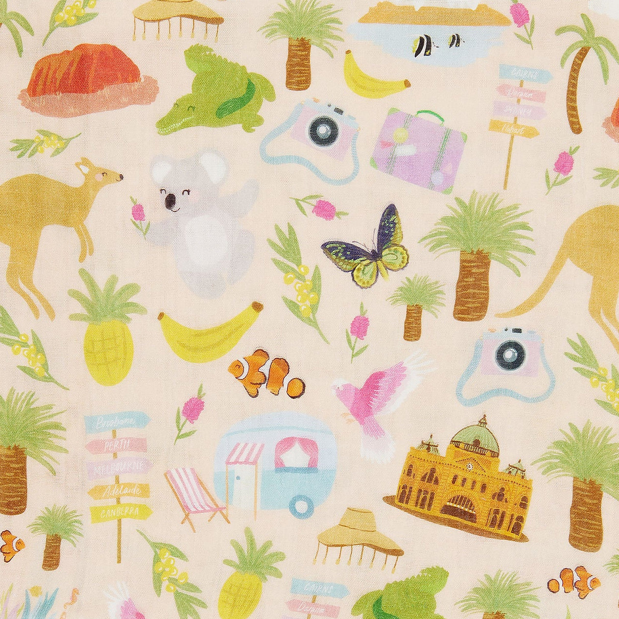 Aussie Road Trip bamboo fabric