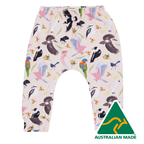 Children's leggings with bird pattern and Australian Made logo
