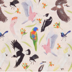 Backyard Birds Peach Bamboo Fabric