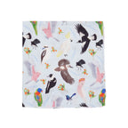 Backyard Birds Bamboo Scarf Blue