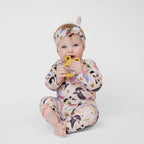 Australian made cotton lycra baby headband designed to match the Backyard Birds collection
