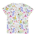 Butterfly Flora white women’s t-shirt featuring hand-illustrated butterflies, Australian wildflowers and botanical artwork on a crisp white background