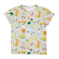 Summer Down Under women’s t-shirt with playful Australian summer illustrations including kombis, camping, native animals and nostalgic road trip details.