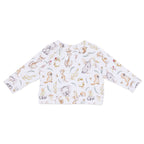 Children's sweater with a pattern of Australian animals illustrated by Monique Cannon.